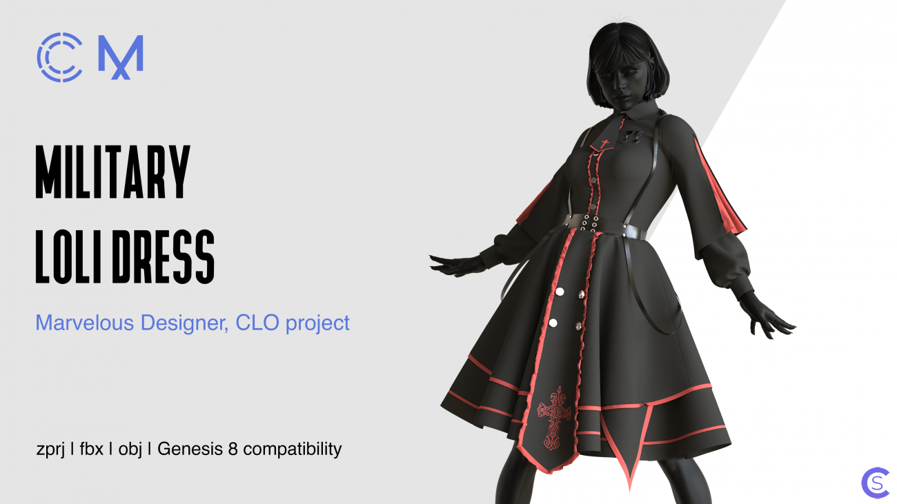 Платье Лоли в стиле Милитари | Military Loli Dress | Marvelous Designer | CLO3D project