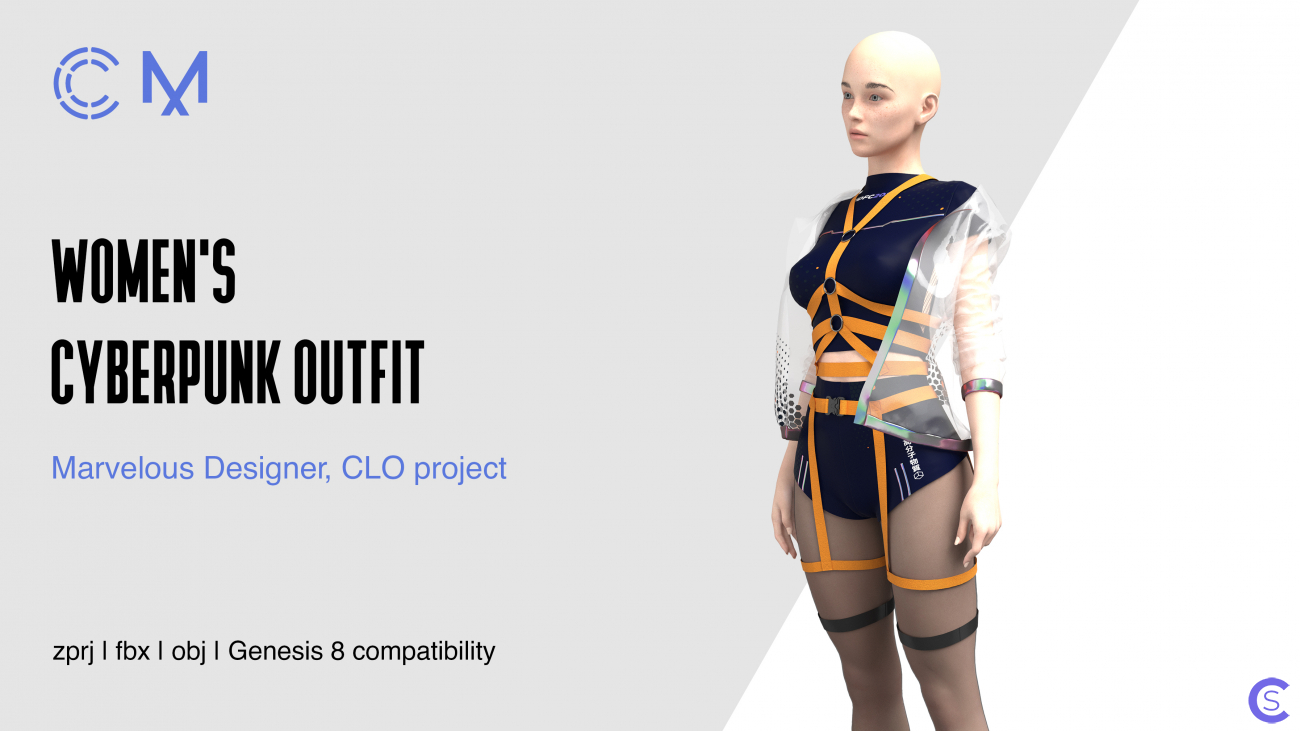 Женская одежда в стиле Киберпанк | Women's Cyberpunk Outfit | Marvelous Designer | CLO3D project