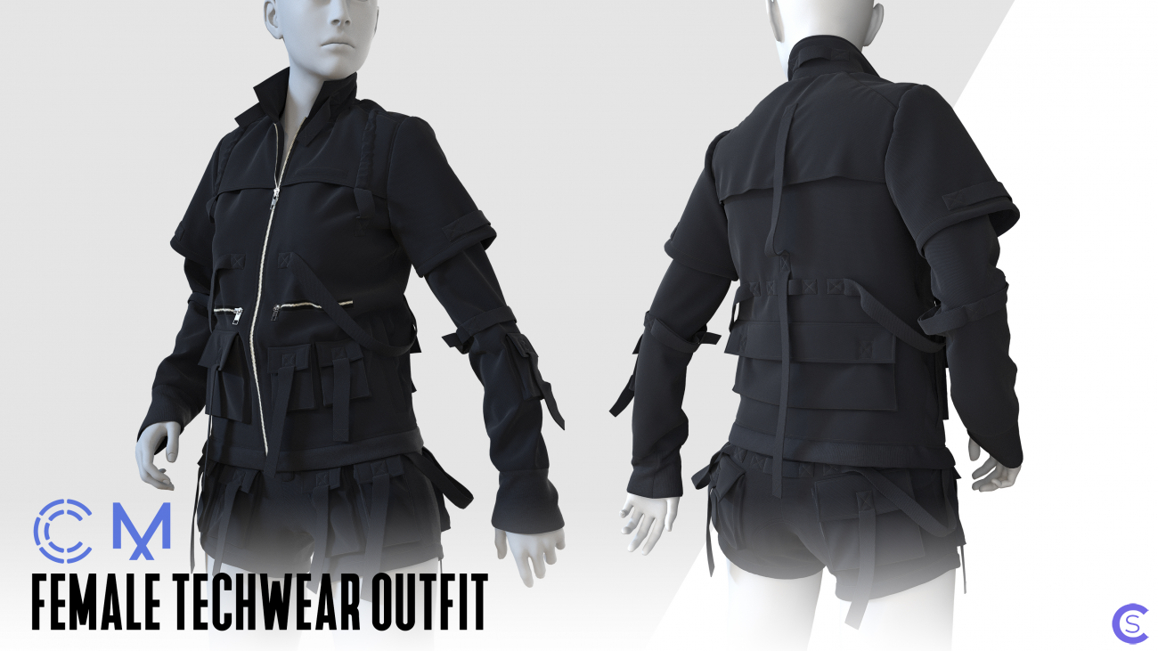 Женская экипировка в стиле Техно-одежды | Female Techwear Outfit | Marvelous Designer | CLO3D project