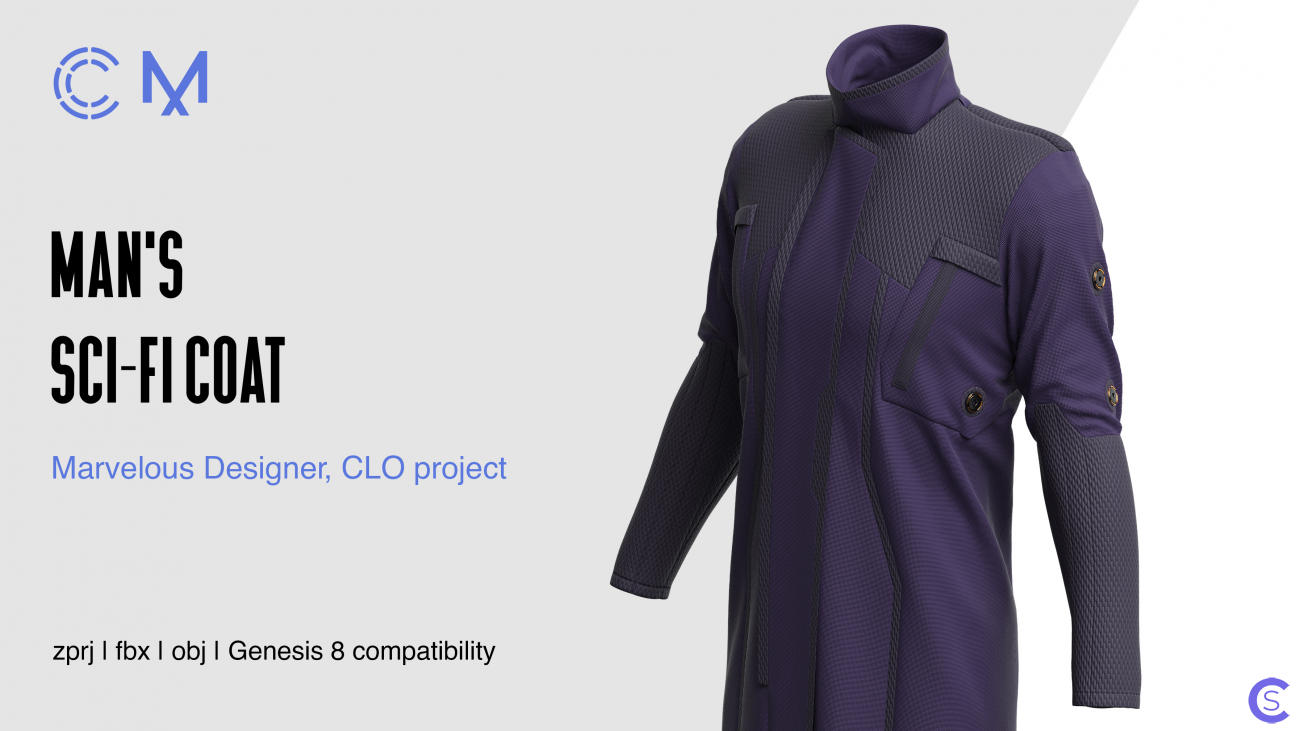 Мужское научно-фантастическое пальто | Man's Sci-Fi Coat | Marvelous Designer | CLO3D project