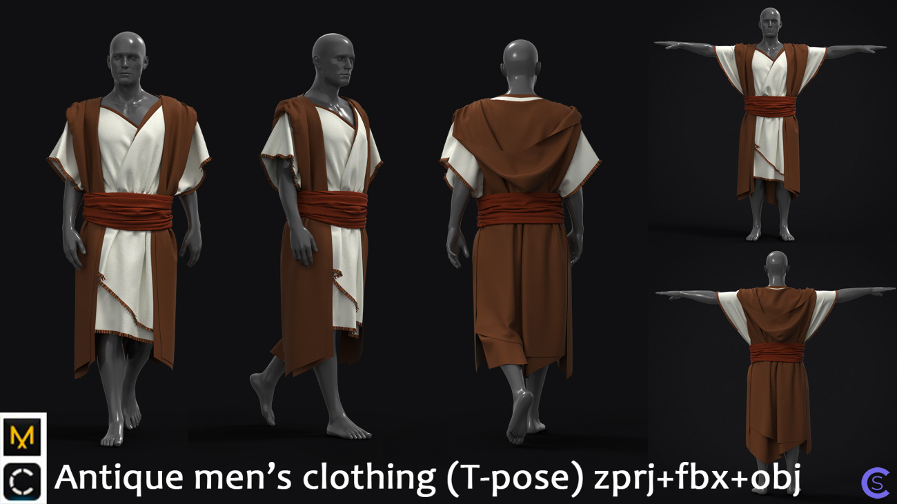 Античный мужской костюм / Antique men's clothing Clo3d