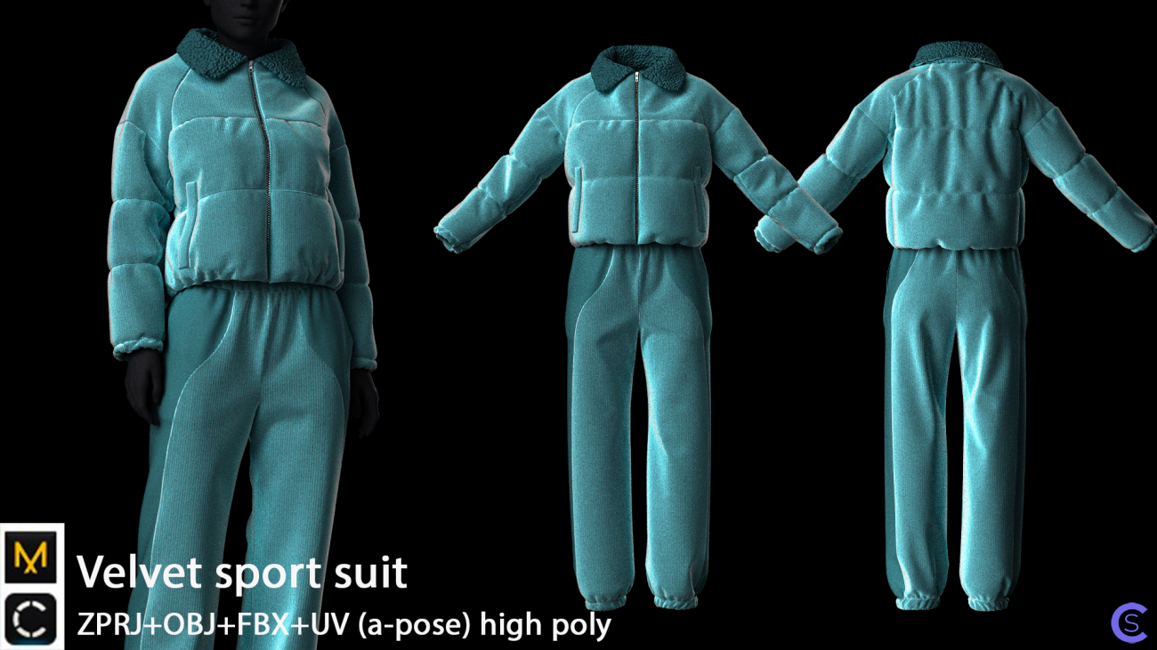 Вельветовый спортивный костюм Velvet sport suit High poly