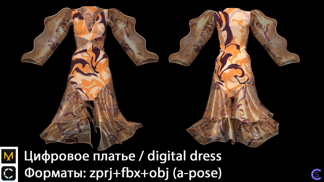Цифровое платье high poly Clo3d / Marvelous designer