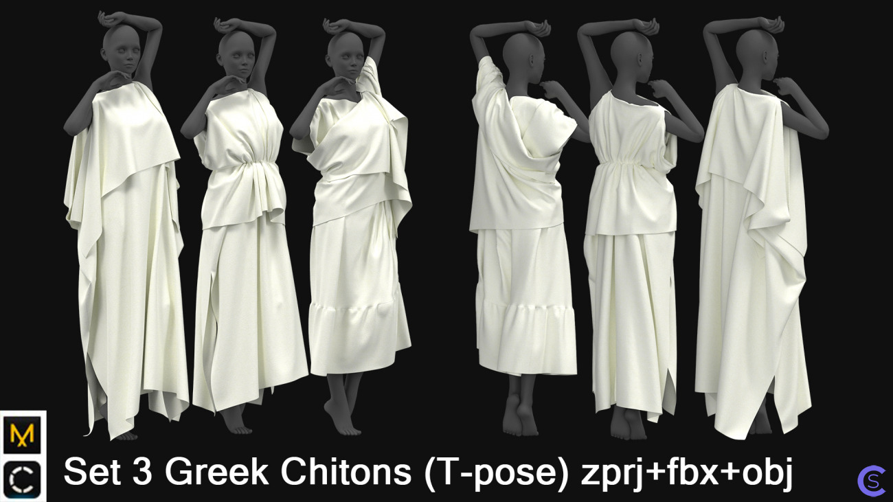 Античная одежда - 3 греческий хитона | Antique clothing | Clo3d