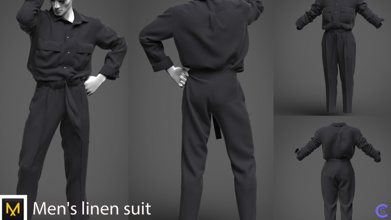 Мужской костюм из льна / Man's linen suit / Clo3d / Marvelous designer