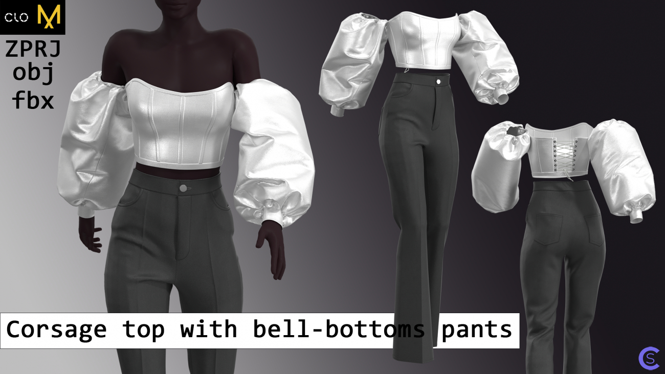 Корсажный топ и расклешенные брюки / Corsage top with bell-bottoms pants