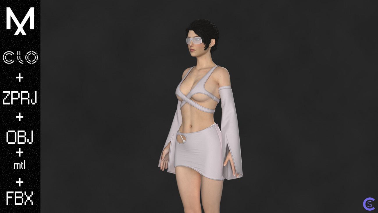 Sexy Outfit Marvelous designer/Clo3d OBJ mtl FBX ZPRJ