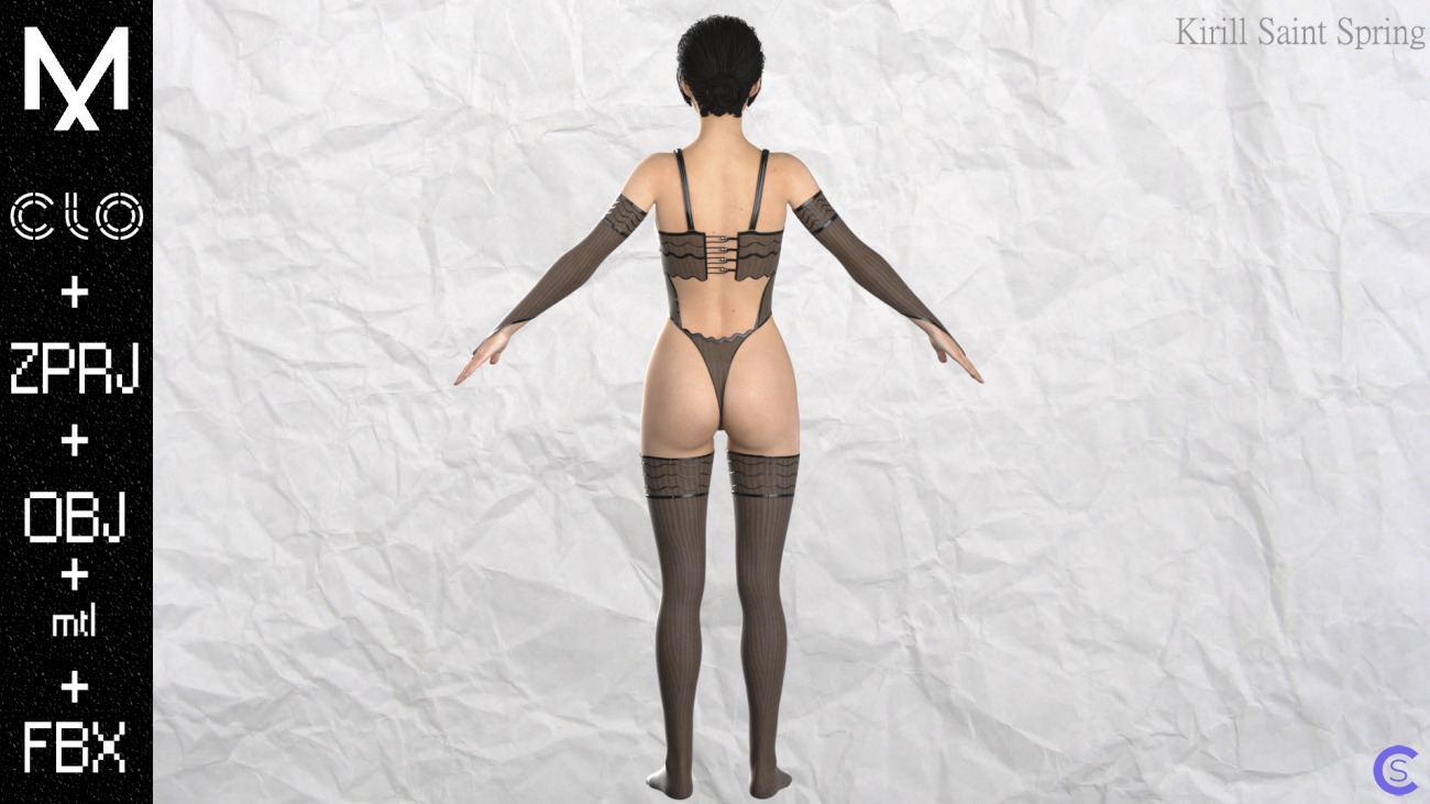 Underwear Female Marvelous designer/Clo3d OBJ mtl FBX ZPRJ + A-POSE