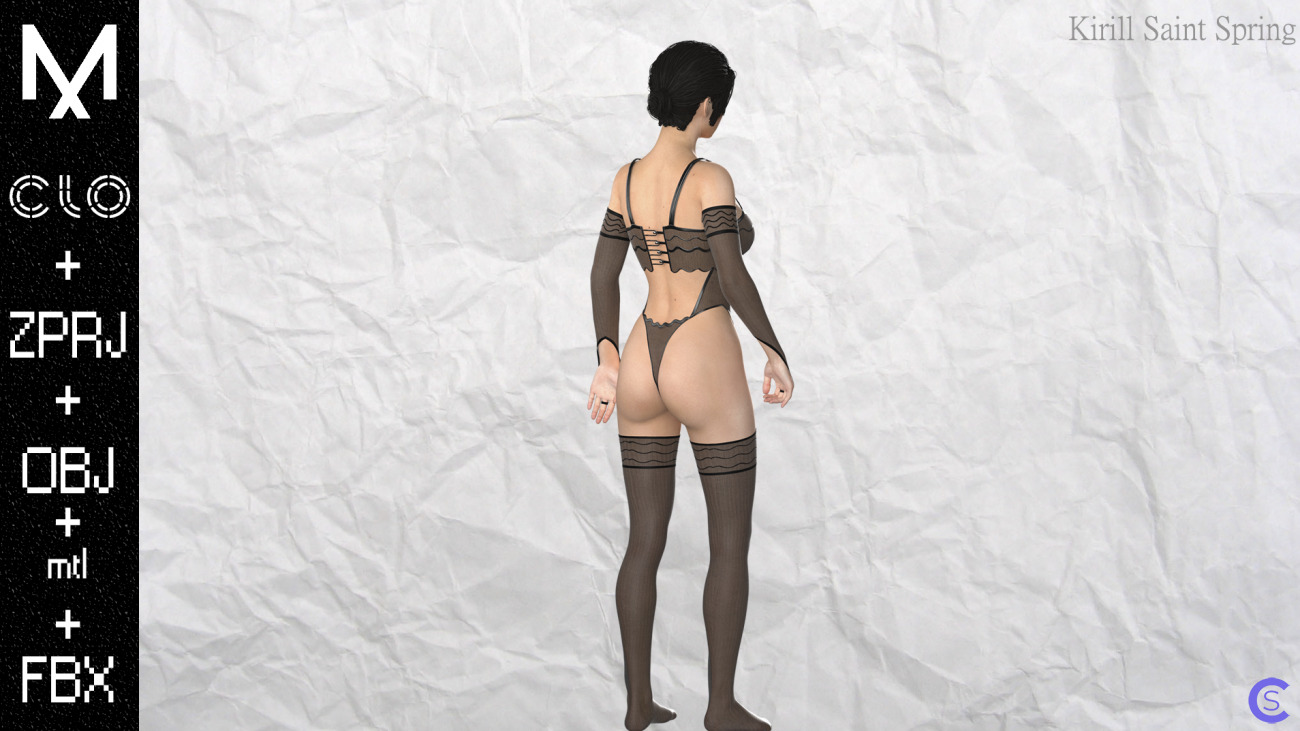 Underwear Female Marvelous designer/Clo3d OBJ mtl FBX ZPRJ + A-POSE