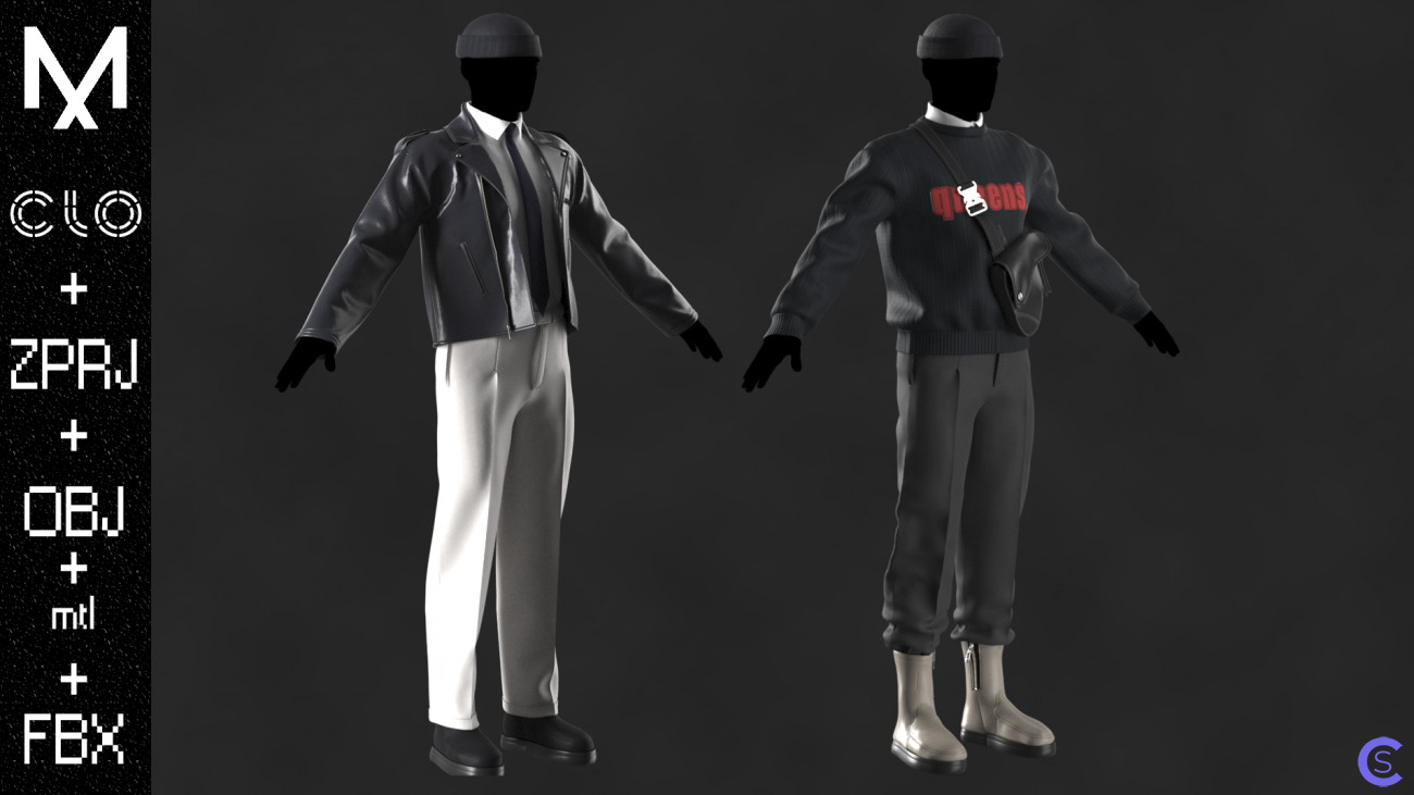 New Outfits (2)  Male A -pose OBJ mtl FBX ZPRJ
