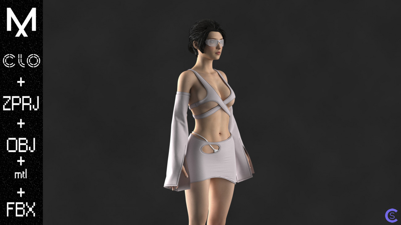 Sexy Outfit Marvelous designer/Clo3d OBJ mtl FBX ZPRJ