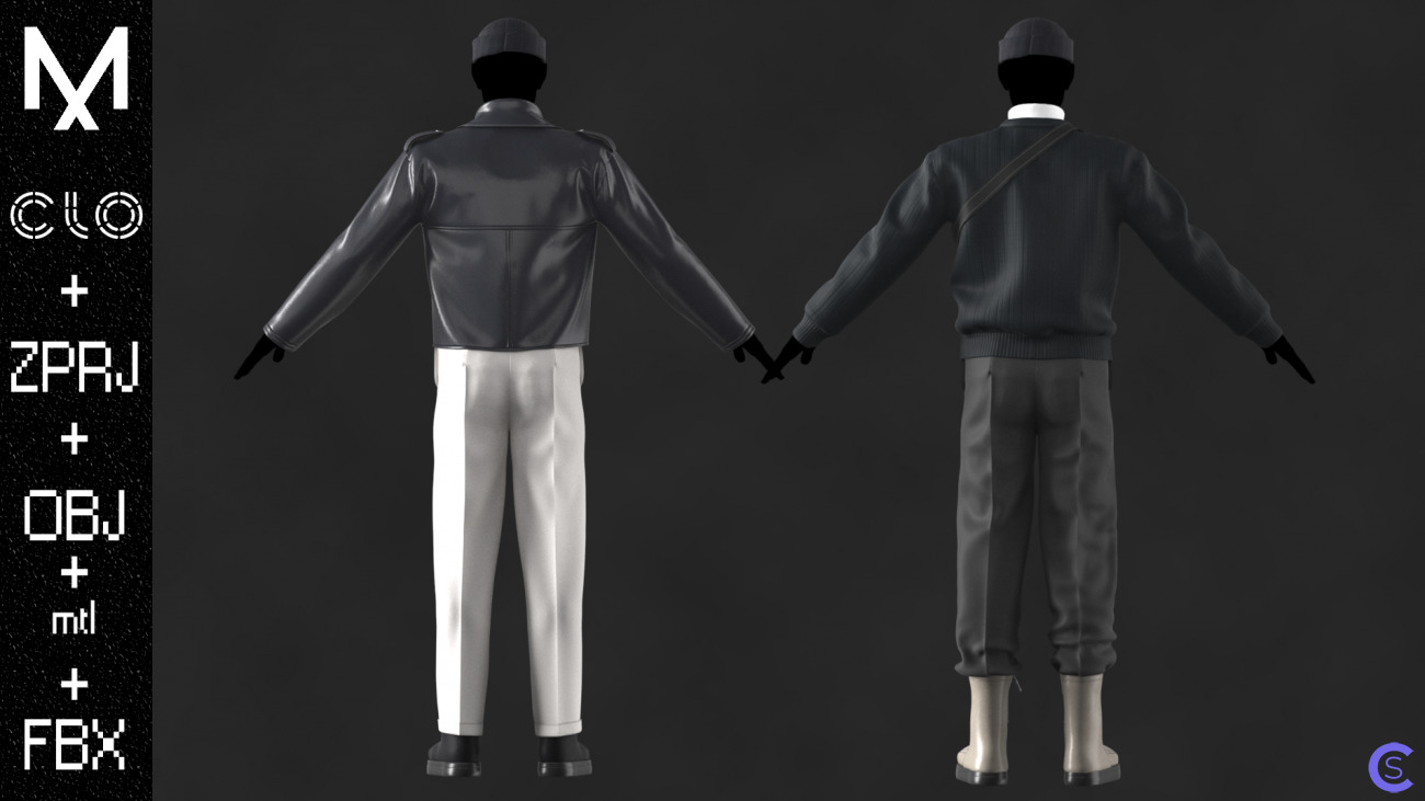New Outfits (2)  Male A -pose OBJ mtl FBX ZPRJ