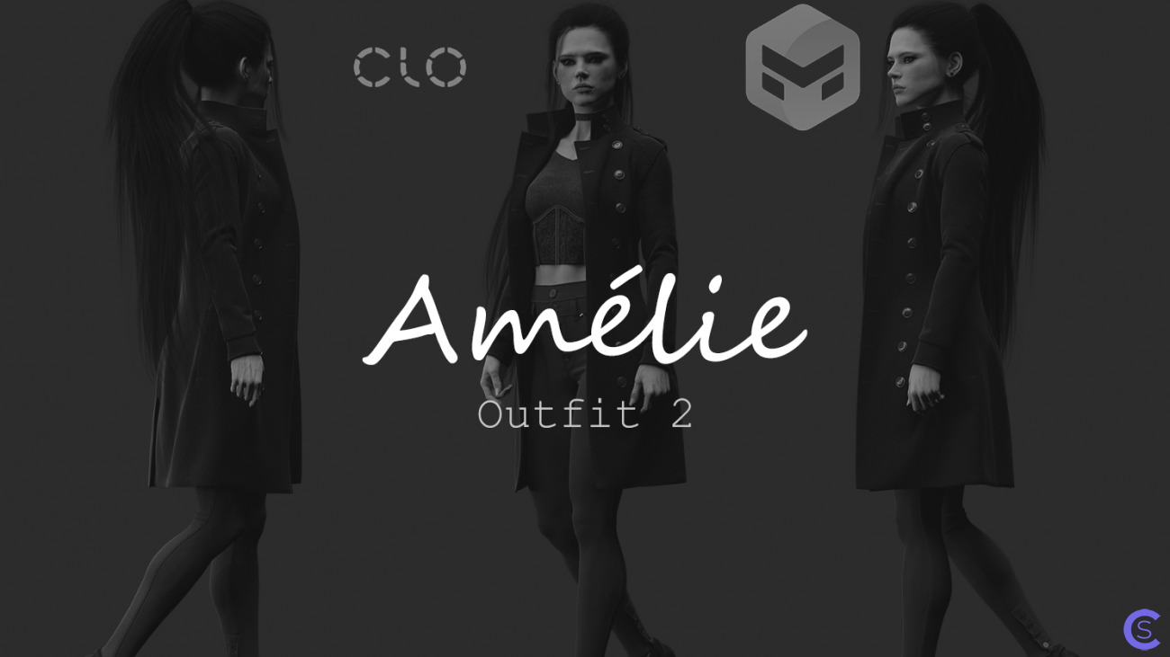 Amélie. Outfit 2. Marvelous Designer project + obj