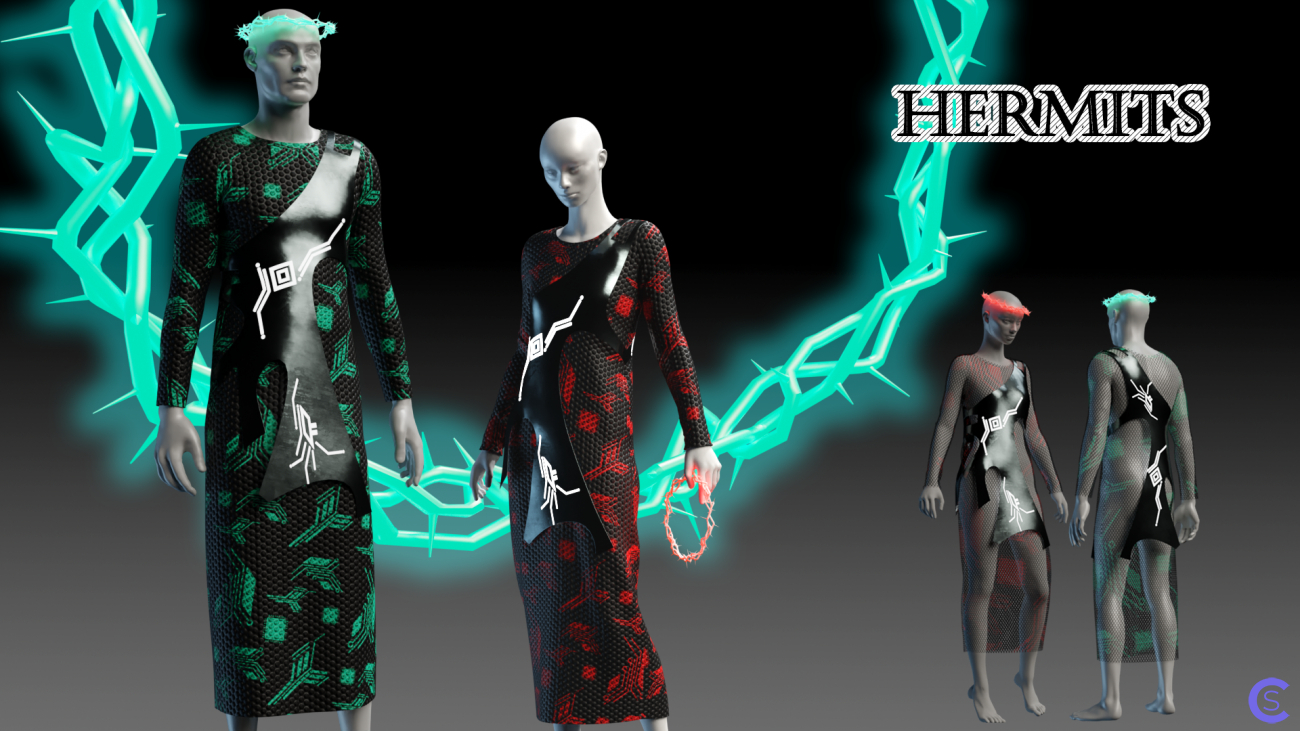 Cyberpunk unisex dresses and accessories. Hermits. Sci-fi.