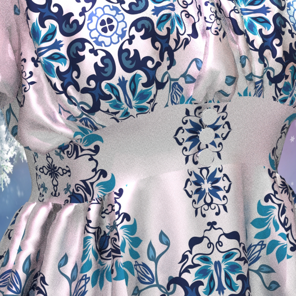 Винтажное платье с бело-голубым орнаменом