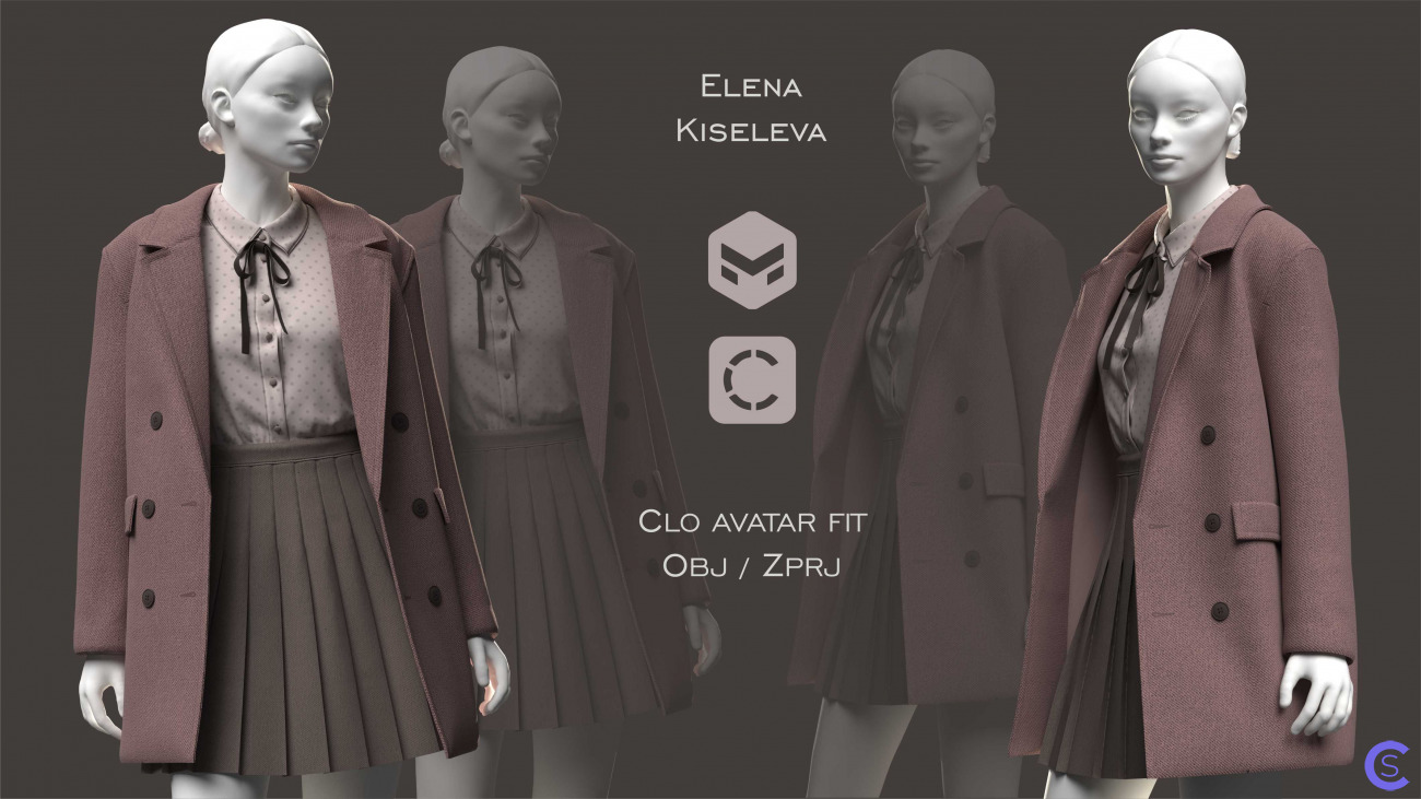 Female outfit / Coat, blouse, skirt / Пальто, блузка, юбка