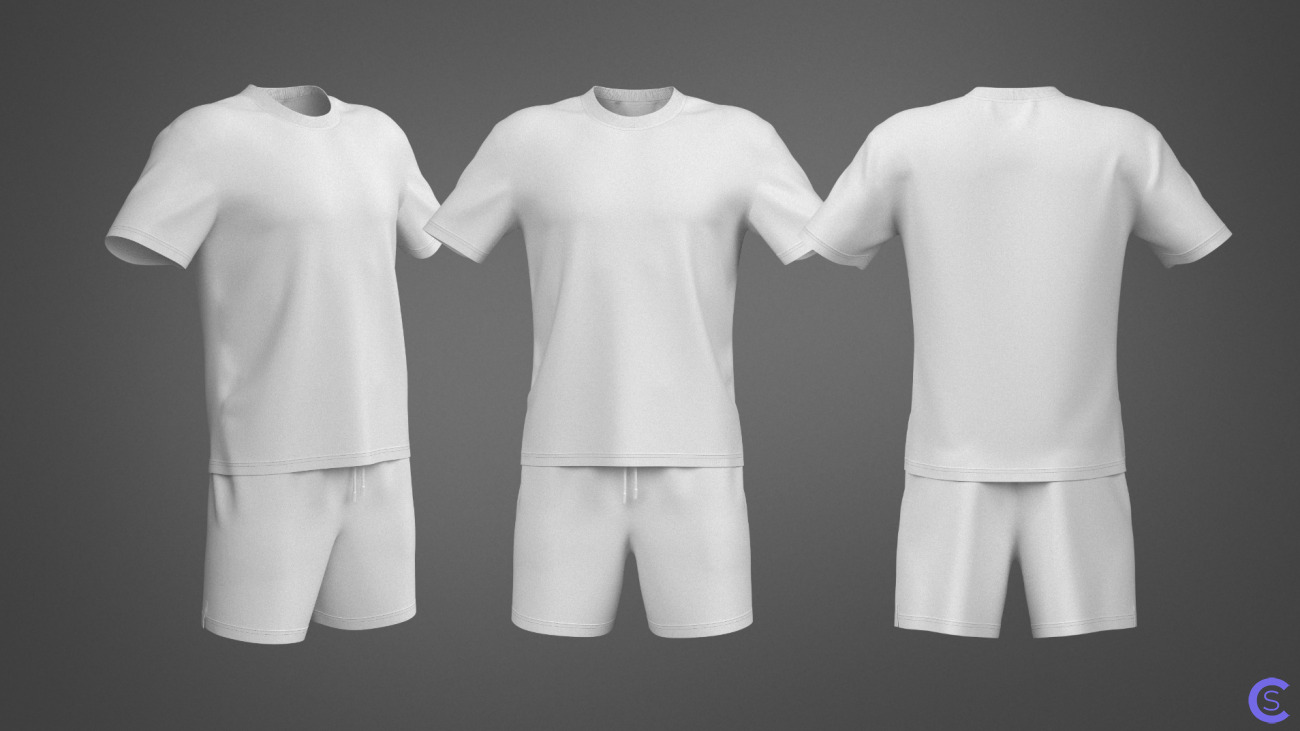 Высокополигональная 3Д модель одежды Футболка и Шорты