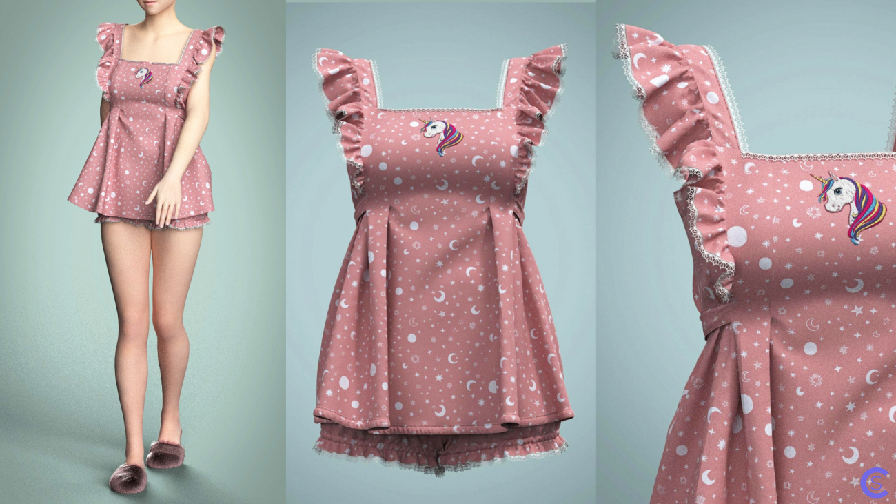Высокополигональная 3Д модель одежды Пижама