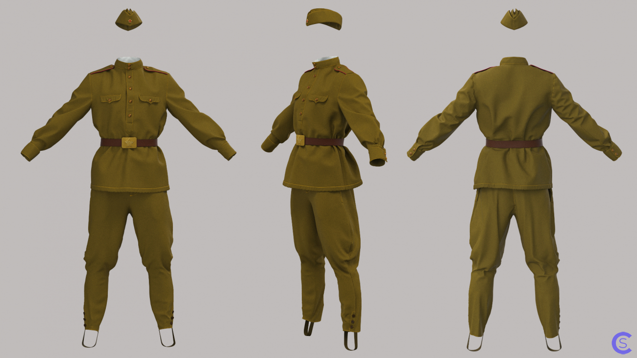 Высокополигональная 3Д модель одежды Советская Форма Рядового