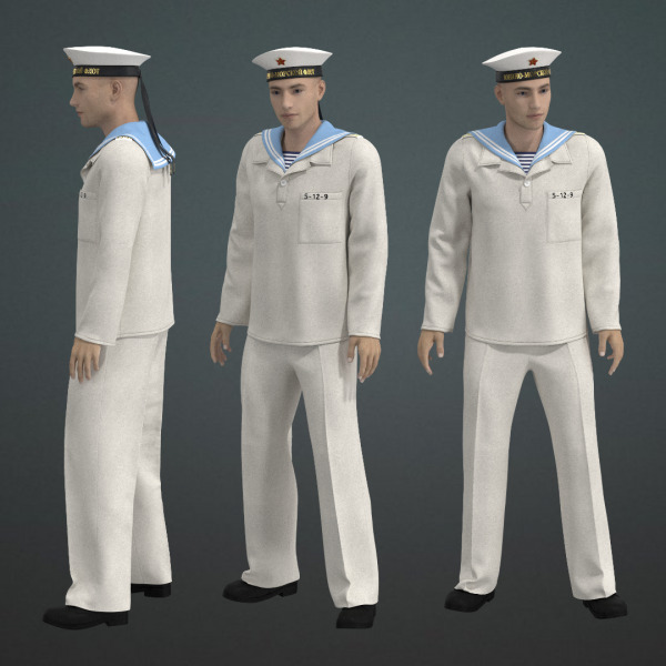 Высокополигональная 3Д модель одежды Форма советского моряка