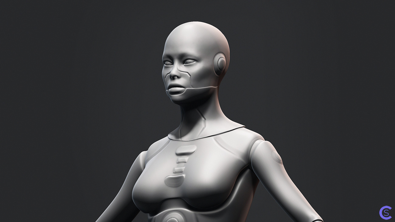 Базовый меш робота - женщины / Female Robot Base Mesh