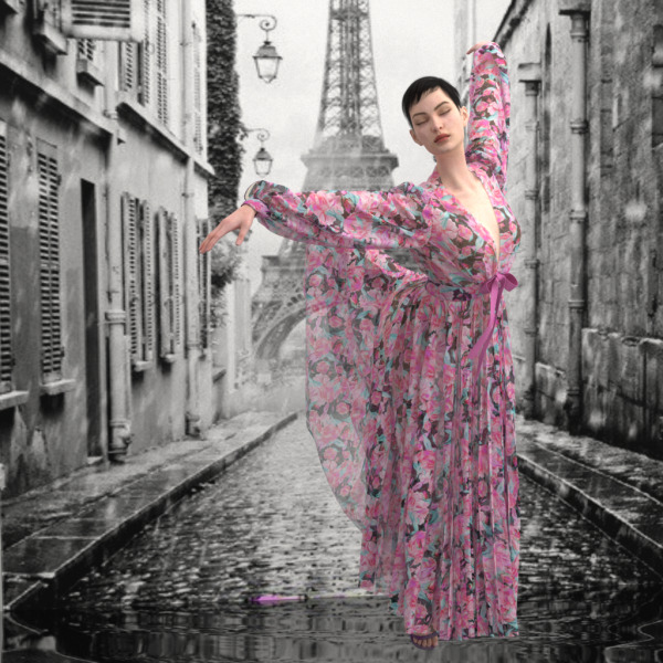 Легкое платье с крупным цветочным авторским принтом / Light dress with a large designer floral print