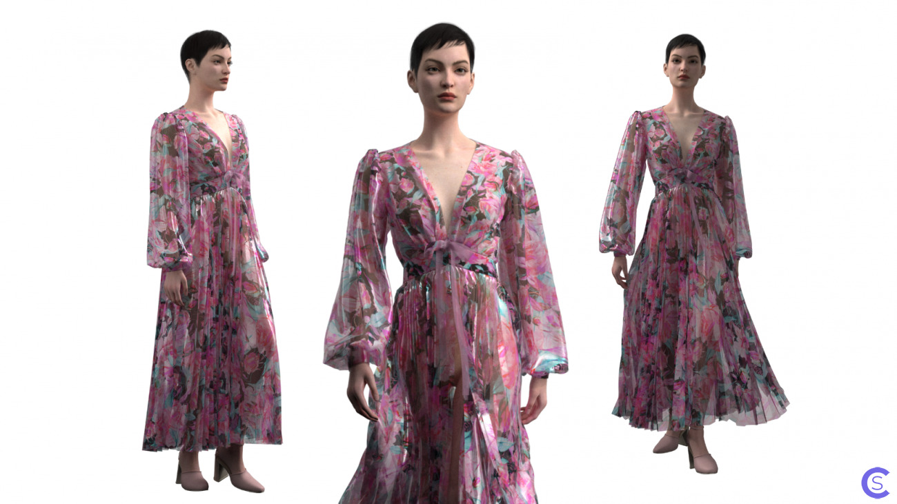 Легкое платье с крупным цветочным авторским принтом / Light dress with a large designer floral print