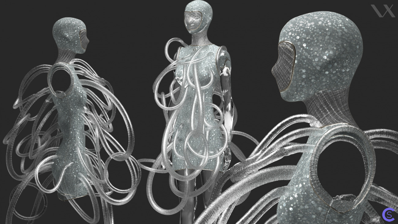 Футуристичное платье " VENUS" с трубками/ Futuristic VENUS dress with tubes